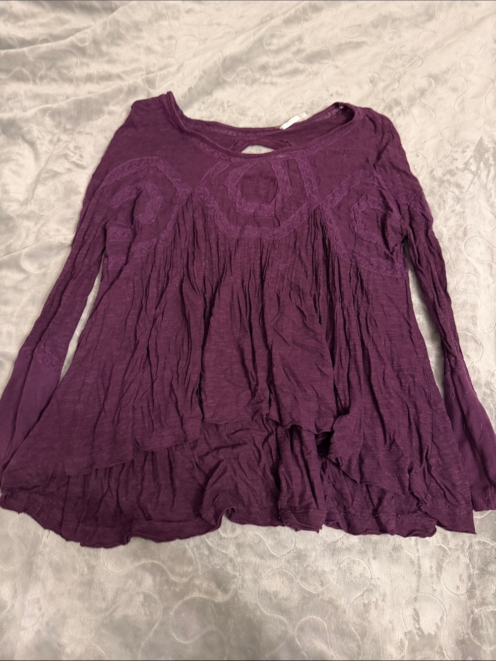 Free People Deep Purple Long-Sleeve Boho Blouse